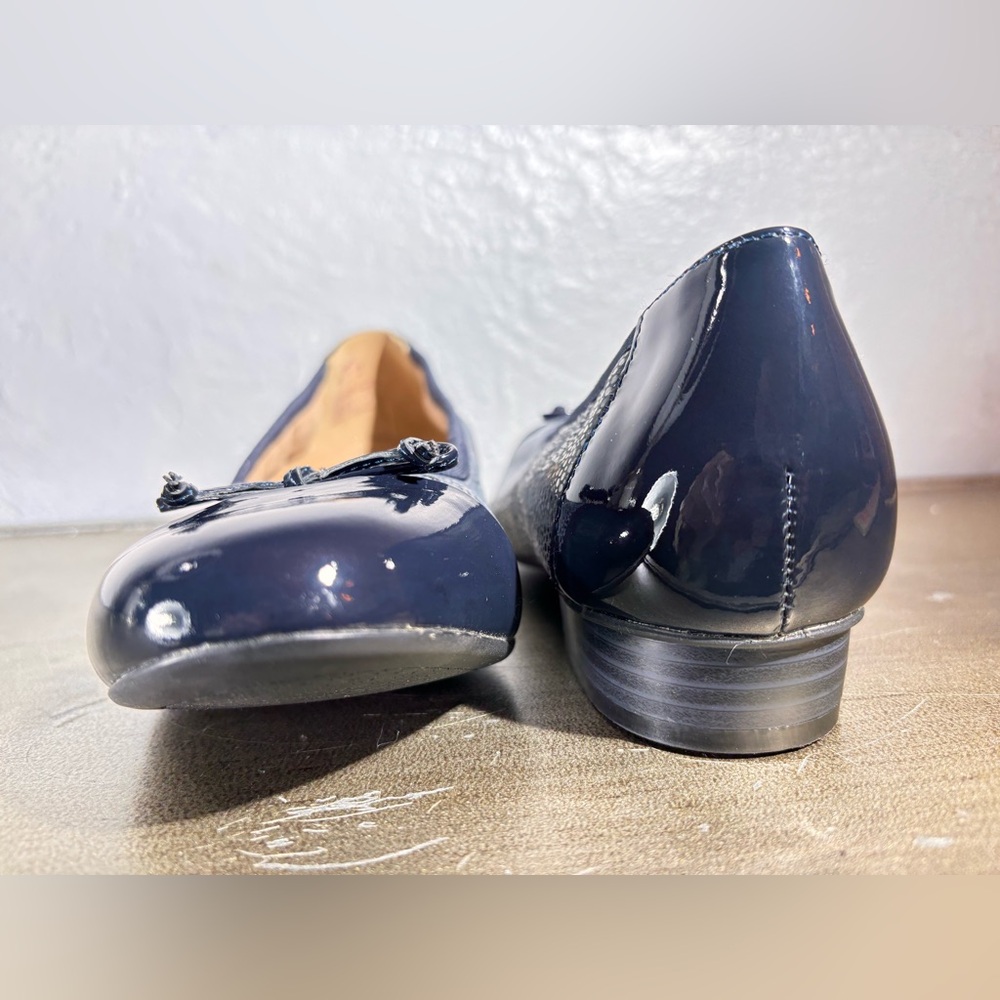 Hotter Women's Dark Blue Trinity Ballet Flats with Bow Detail - Picture 3 of 11